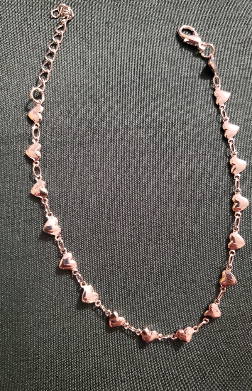 B2G1F Silver Heart Design Anklet